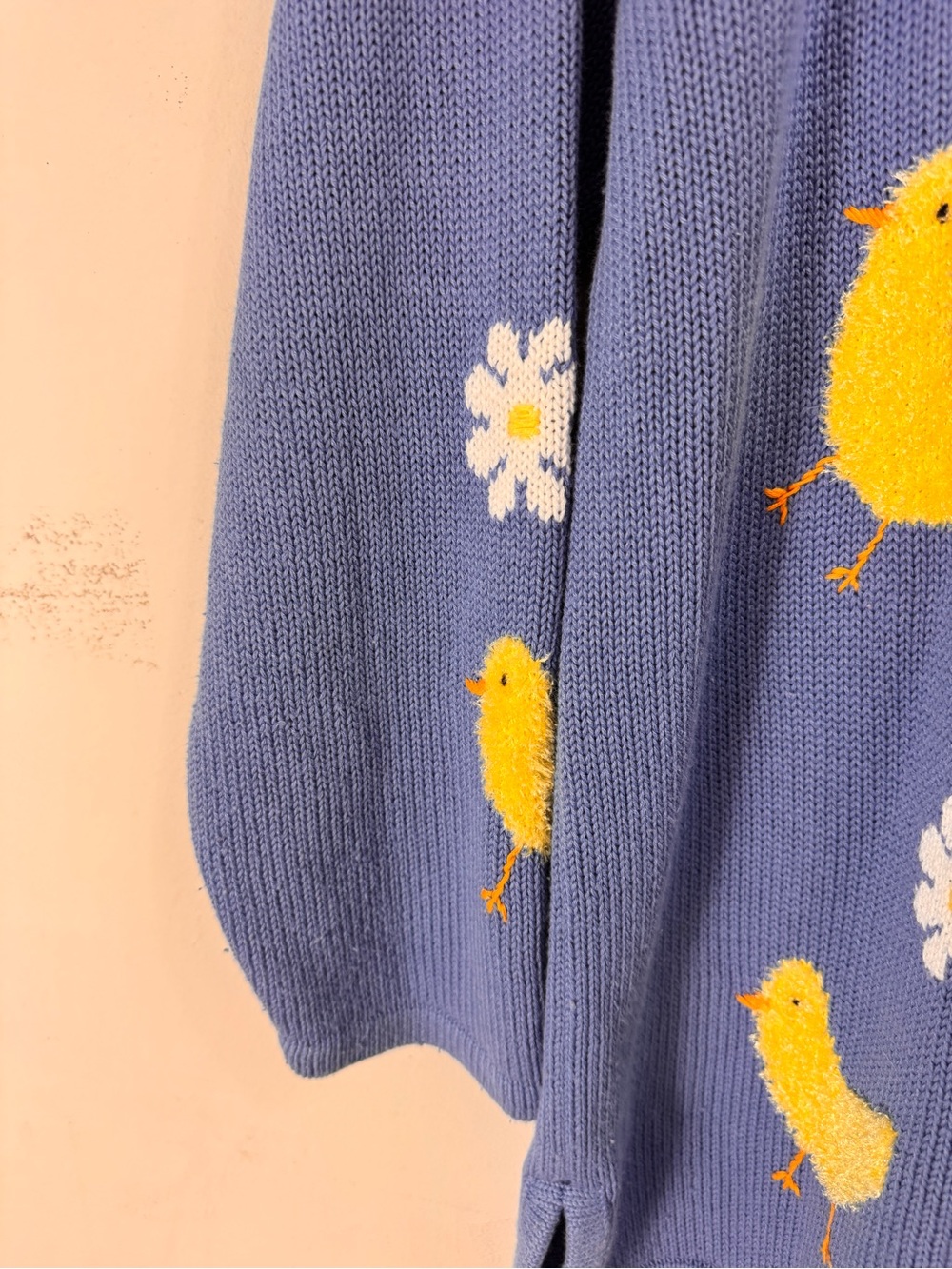 Vintage Quacker Factory Size Large Tunic Sweater Blue Chick Daisy Embroidered - Picture 6 of 8